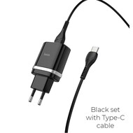   HOCO C12Q 1USB 3A QC3.0   +  TypeC 1  Black