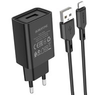   Borofon BA68A Glacier 1USB, 2.1A  +  Lightning,  Black